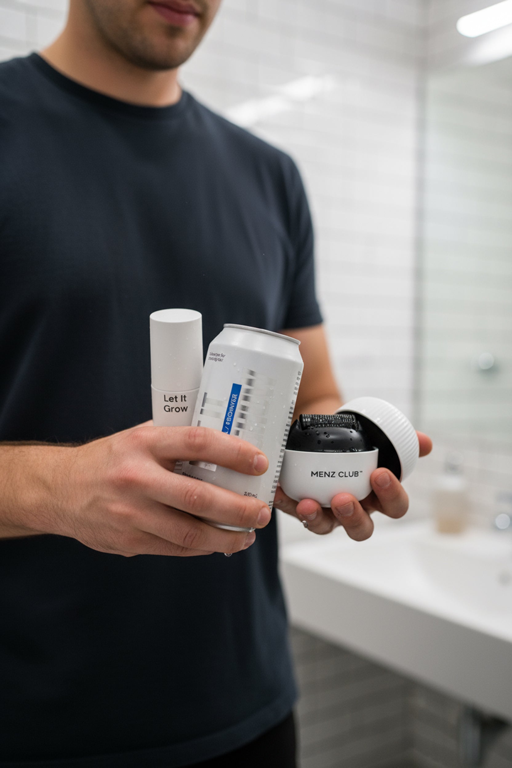 Profile of a man with curly hair and a beaded necklace.